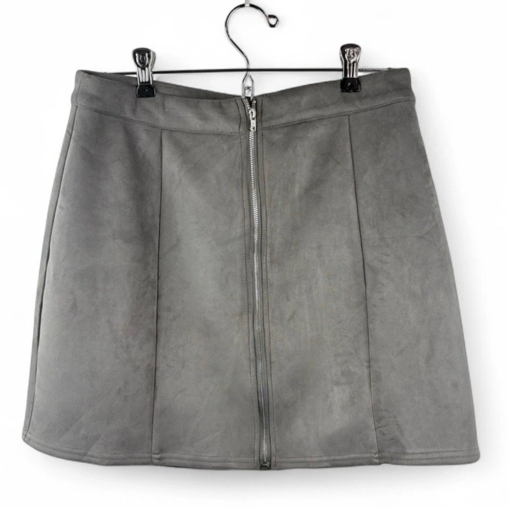 Vintage Charlotte Russe Women's Faux Suede Gray Mini Skirt Y2K VTG Festival M
